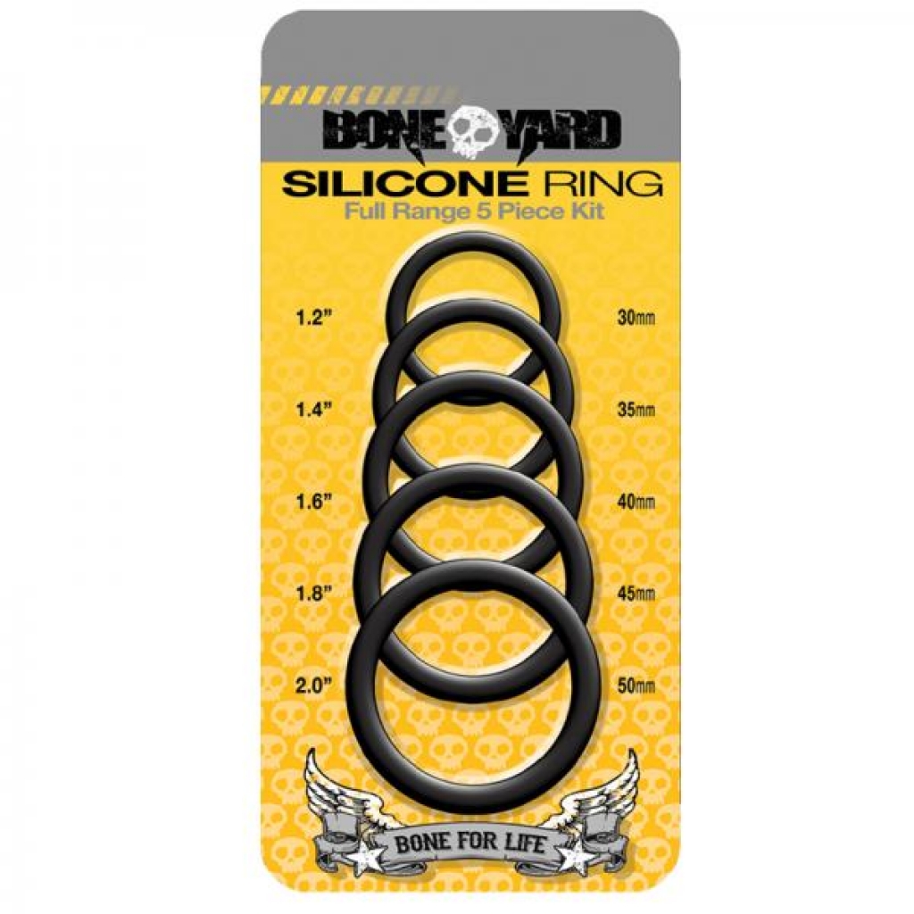 Boneyard Silicone Ring 5 Pcs Kit Black - Classic Penis Rings