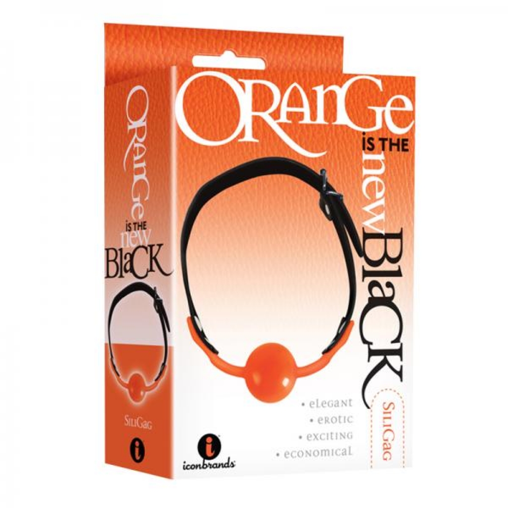 The 9's, Orange Is The New Black, Siligag Silicone Bag Gag, Orange With Black Faux Leather Straps - Ball Gags