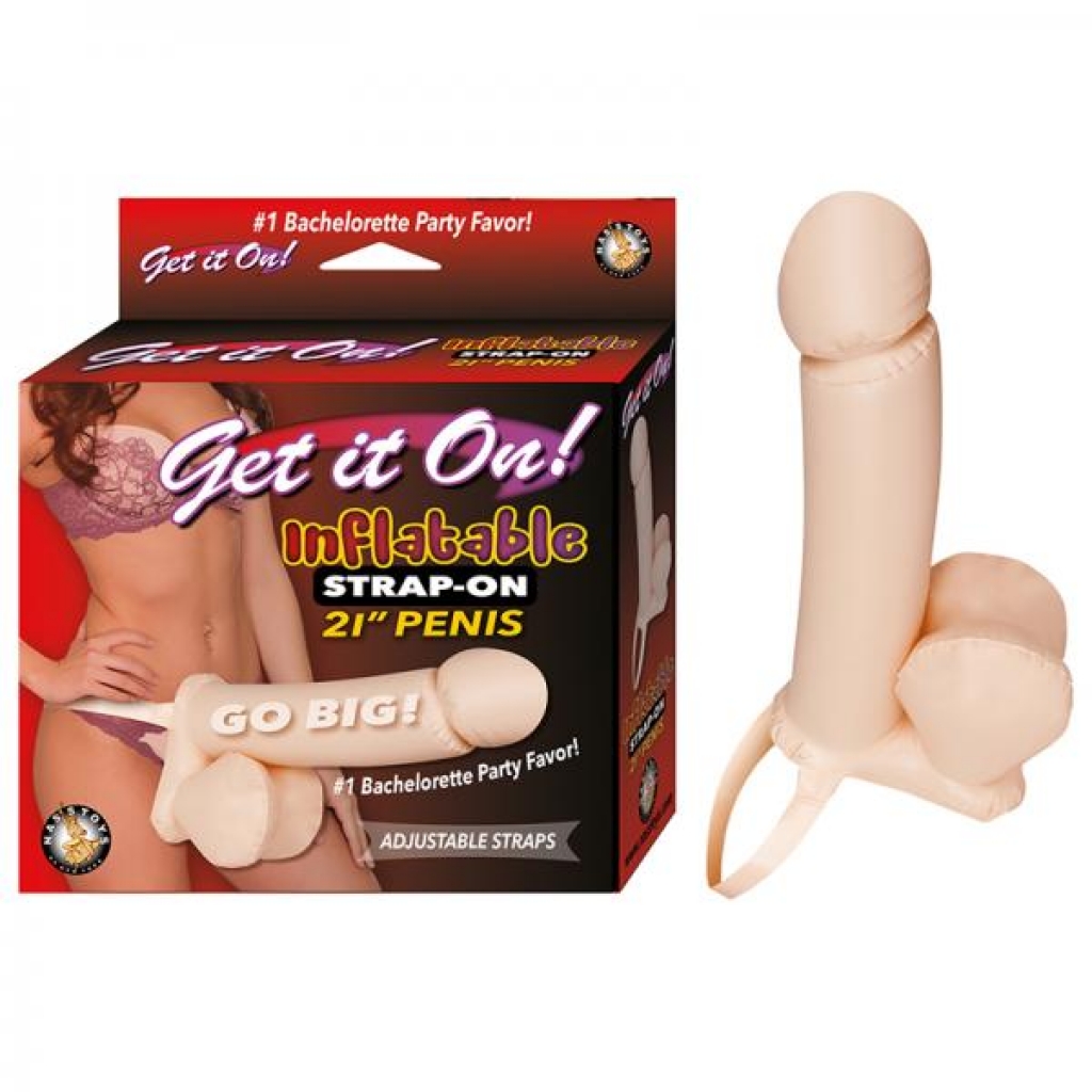 Get It On! Inflatable Strap-on 21' Penis-flesh - Party Wear