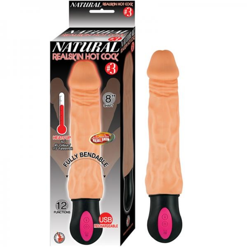Natural Realskin Hot Cock #3 8 inches Beige - Realistic