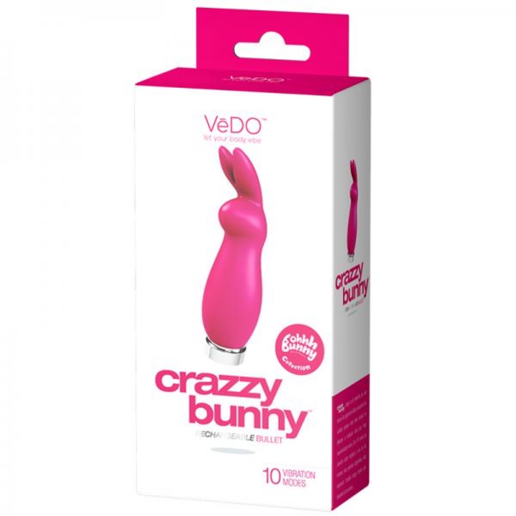 Vedo Crazzy Bunny Rechargeable Mini Vibe - Pretty In Pink - Clit Cuddlers