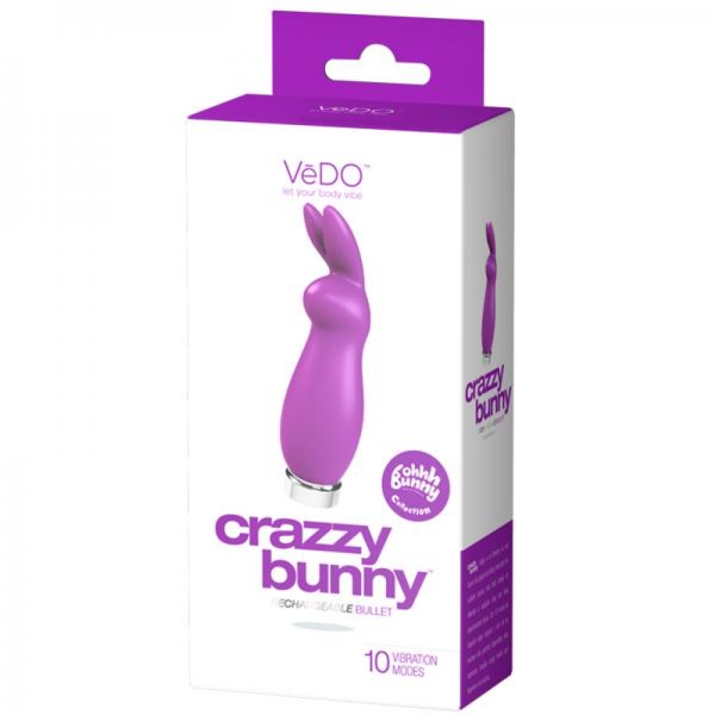 Vedo Crazzy Bunny Rechargeable Mini Vibe - Perfectly Purple - Clit Cuddlers