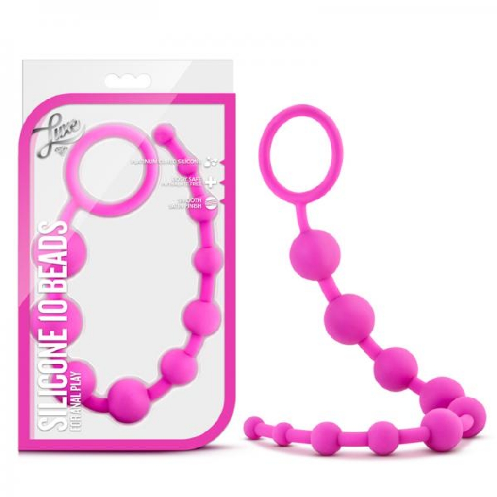 Luxe - Silicone 10 Beads - Pink - Anal Beads