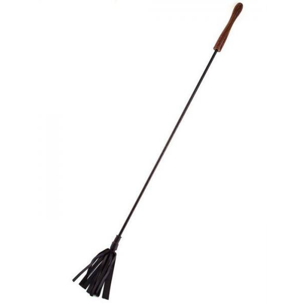 Rouge Leather Wooden Handle Riding Crop Black - Crops