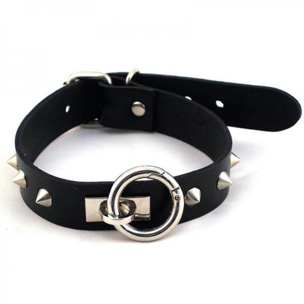 Rouge O-ring Studded Collar (thinner) Black - Collars & Leashes
