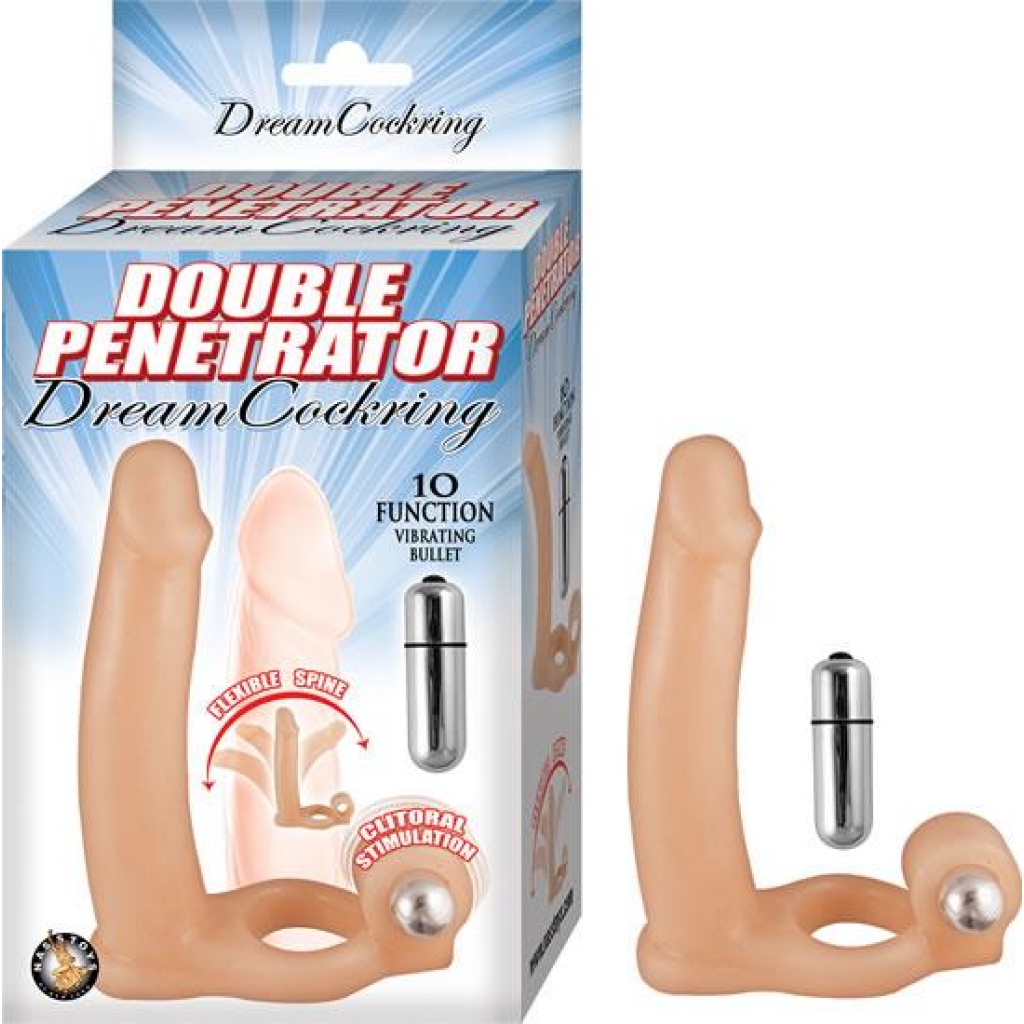 Double Penetrator Dream Cockring Beige - Double Penetration Penis Rings