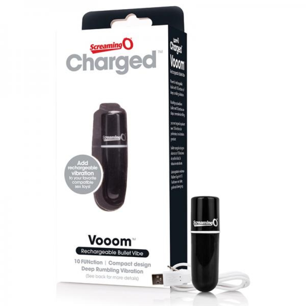 Screaming O Charged Vooom Rechargeable Bullet Vibe - Black - Bullet Vibrators
