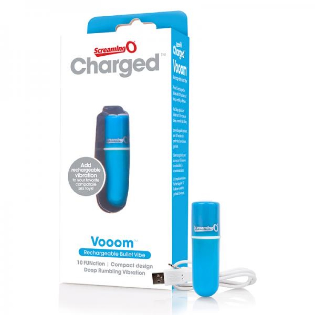 Screaming O Charged Vooom Rechargeable Bullet Vibe - Blue - Bullet Vibrators