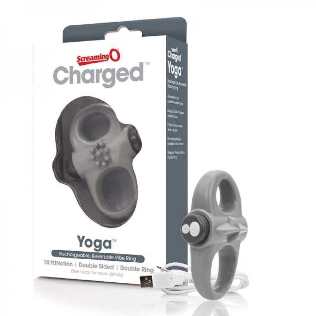 Screaming O Charged Yoga Vooom Mini Vibe - Grey - Couples Vibrating Penis Rings