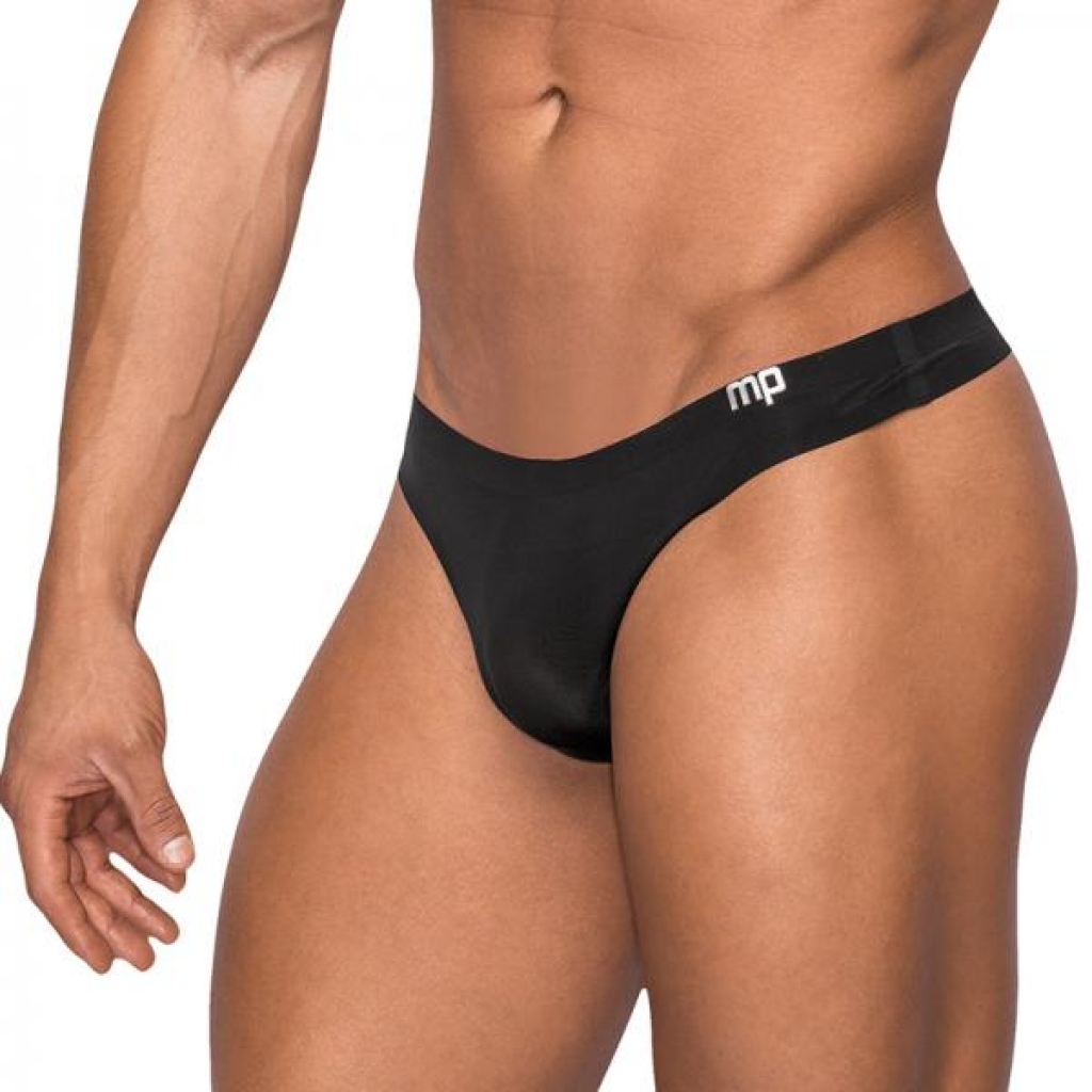 Male Power Seamless Sleek Sleek Thong W/sheer Pouch Black Sm - Mens Underwear