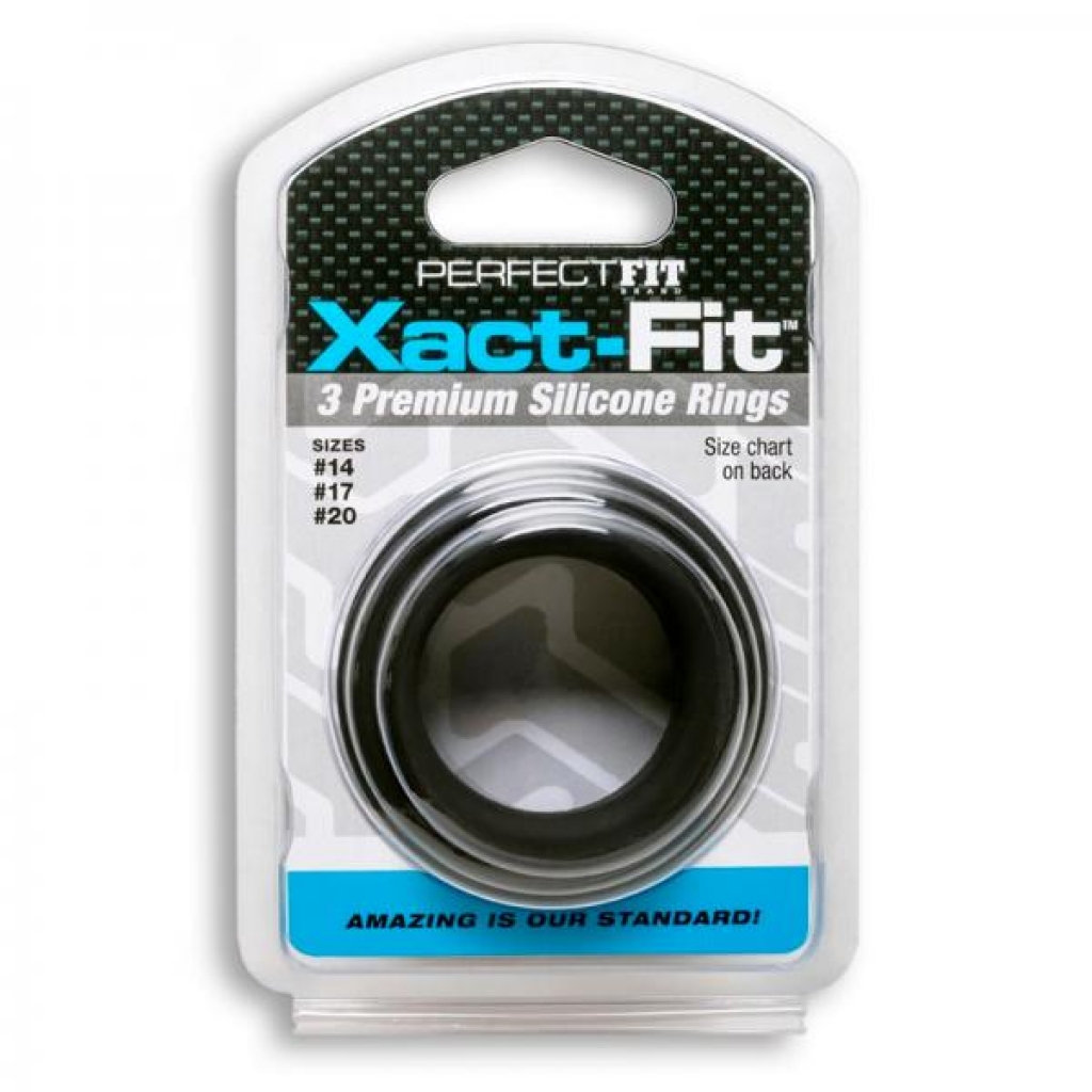 Perfect Fit Xact-fit Silicone Rings S-m-l (#14, #17, #20) Black - Cock Ring Trios
