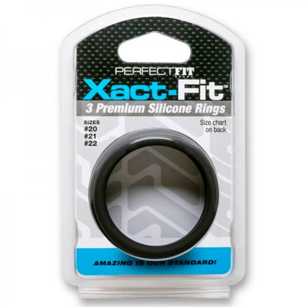 Perfect Fit Xact-fit Silicone Rings L-xl (#20, #21, #22) Black - Cock Ring Trios