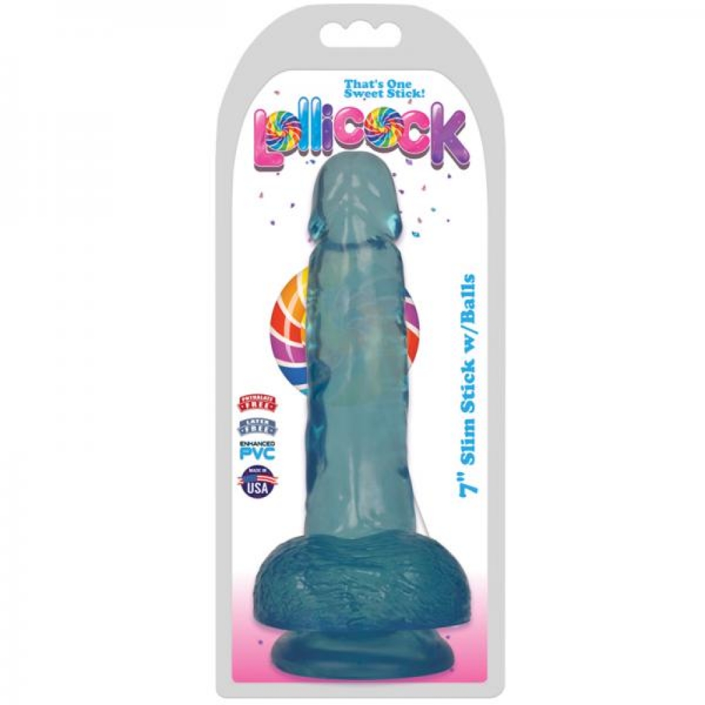 Lollicock Slim Stick W/balls 7in Berry Ice - Realistic Dildos & Dongs
