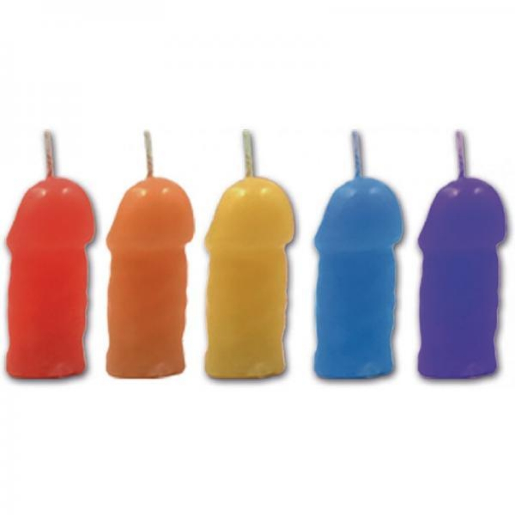 Rainbow Pecker Party Candles 5 Pack Assorted Colors - Serving Ware