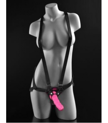 Dillio Pink 6in Strap-on Suspender Harness Set - Harness & Dong Sets