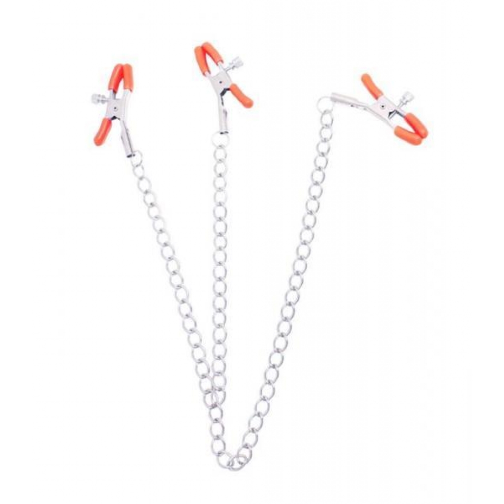The 9's, Orange Is The New Black, Triple Your Pleasure Clamps & Chain - Nipple Clamps