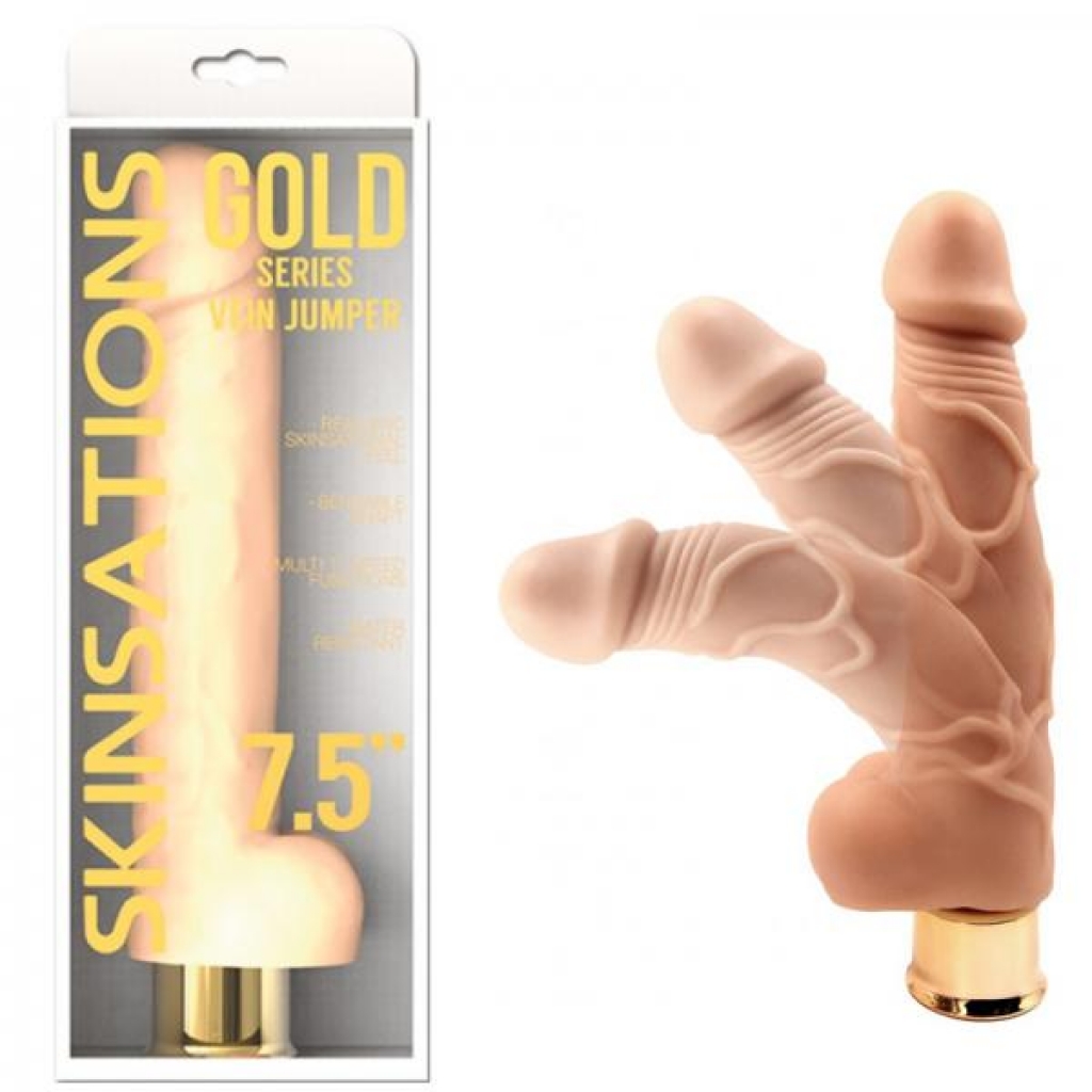 Skinsations Gold Series Vein Jumper 7.5in Vibrating Dildo Multi Function - Realistic