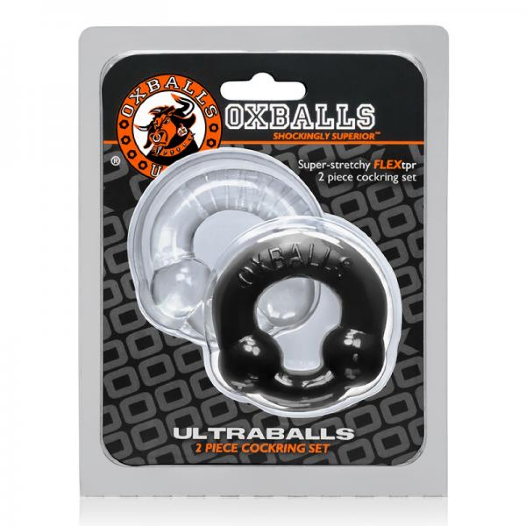 Oxballs Ultraballs, 2-pack Cockring, Black & Clear - Couples Vibrating Penis Rings
