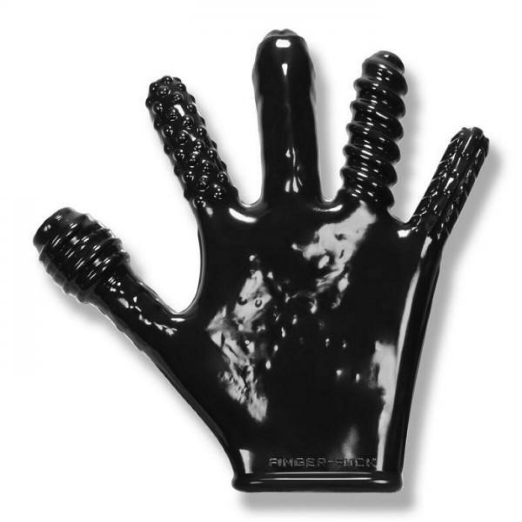 Finger F*ck Textured Glove Oxballs Black - Fetish Clothing