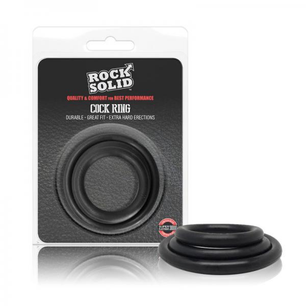 Rock Solid Tri-pack Rubber Gasket (1.25in, 1.5in, 2in) Black - Cock Ring Trios