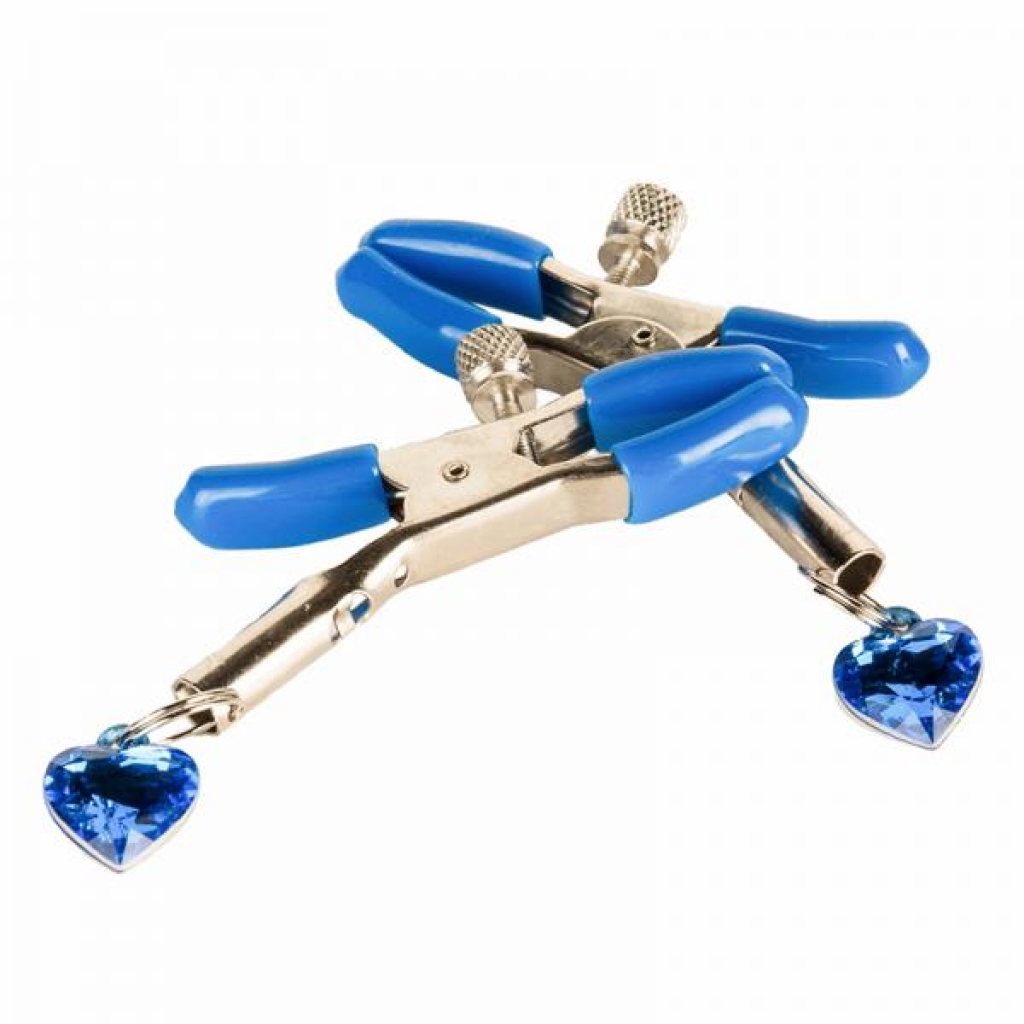 I'll Never Let Go Nipple Clamps Heart Charms Blue - Nipple Clamps
