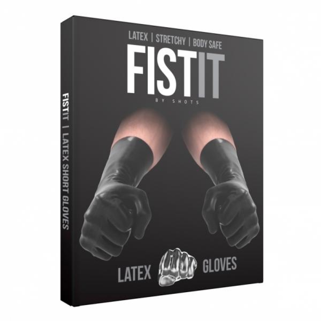 Fist-it Latex Short Gloves - Black - Fetish Clothing