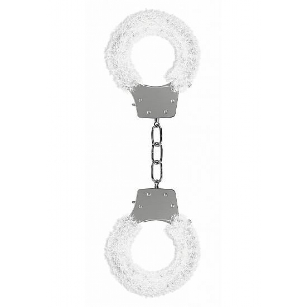 Ouch Pleasure Handcuffs Furry Cuffs White - Handcuffs
