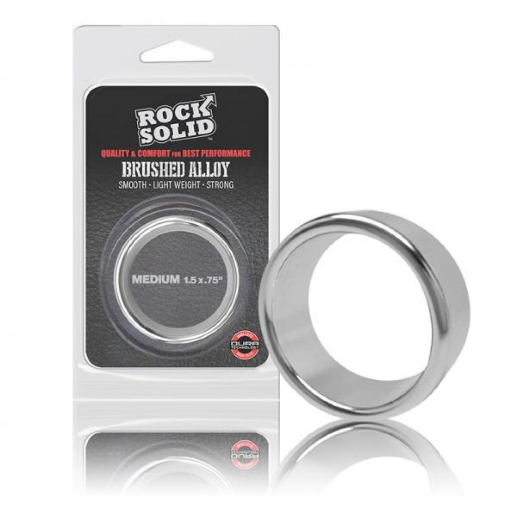 Rock Solid Brushed Alloy Medium (1.5in X .75in) Silver - Classic Penis Rings