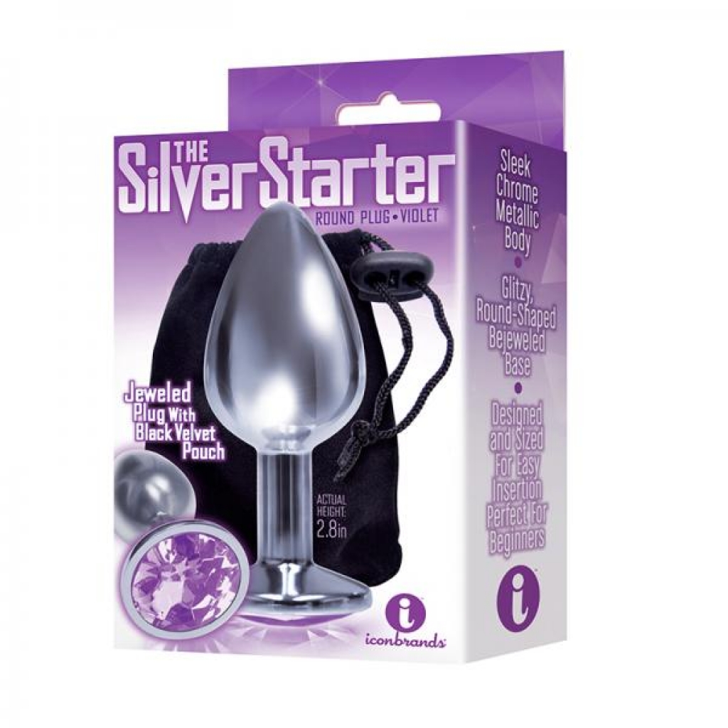 The 9's, The Silver Starter, Bejeweled Stainless Steel Plug, Violet - Anal Plugs