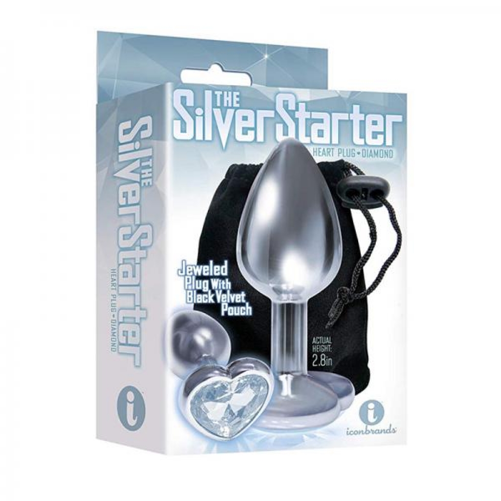 The 9's, The Silver Starter, Bejeweled Heart Stainless Steel Plug, Diamond - Anal Plugs