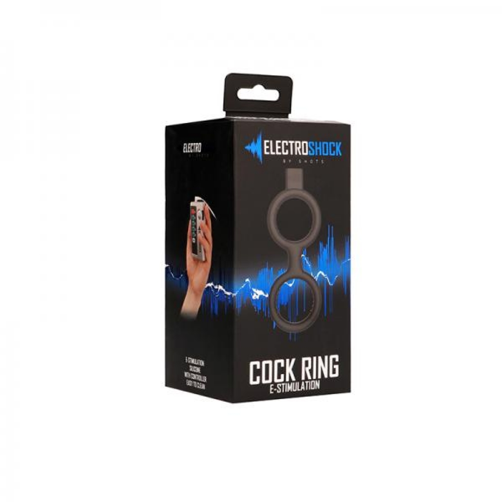Electroshock E-stim Cock Ring With Ballstrap - Black - Electrostimulation