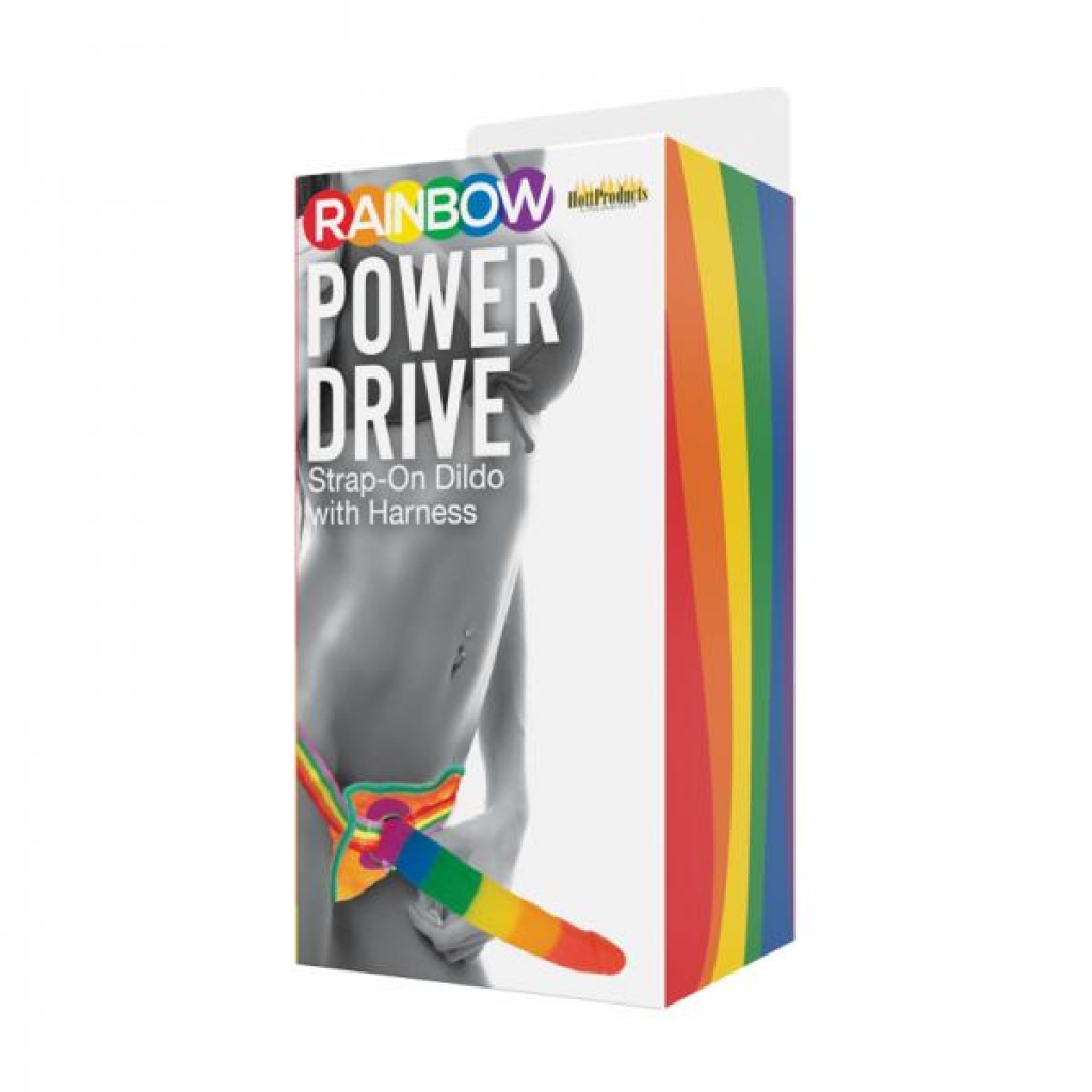 Rainbow Power Drive 7 Inch Strap On Dildo With Harness Silicone - Harness & Dong Sets