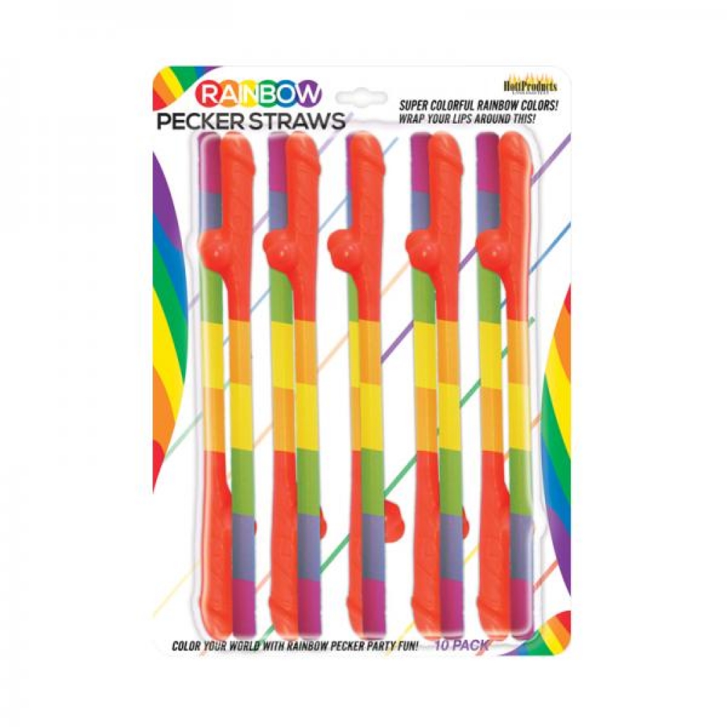 Rainbow Pecker Straws 10pk - Serving Ware