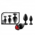 Bling Plugs Training Kit Black with Red Gems - Anal Trainer Kits