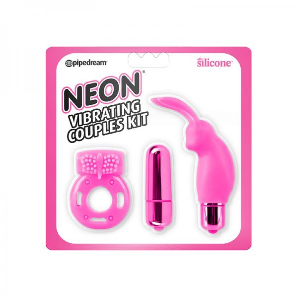 Neon Vibrating Couples Kit Pink - Kits & Sleeves