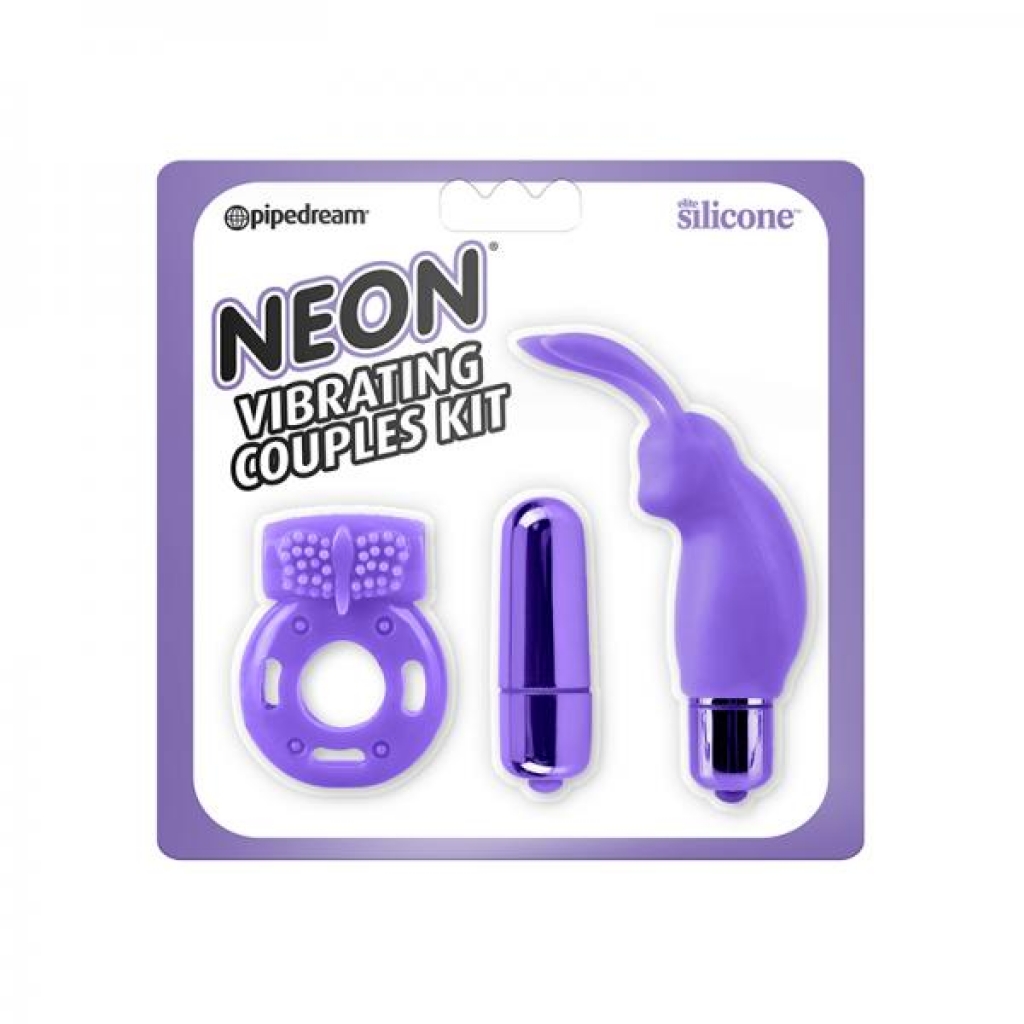 Neon Vibrating Couples Kit Purple - Kits & Sleeves