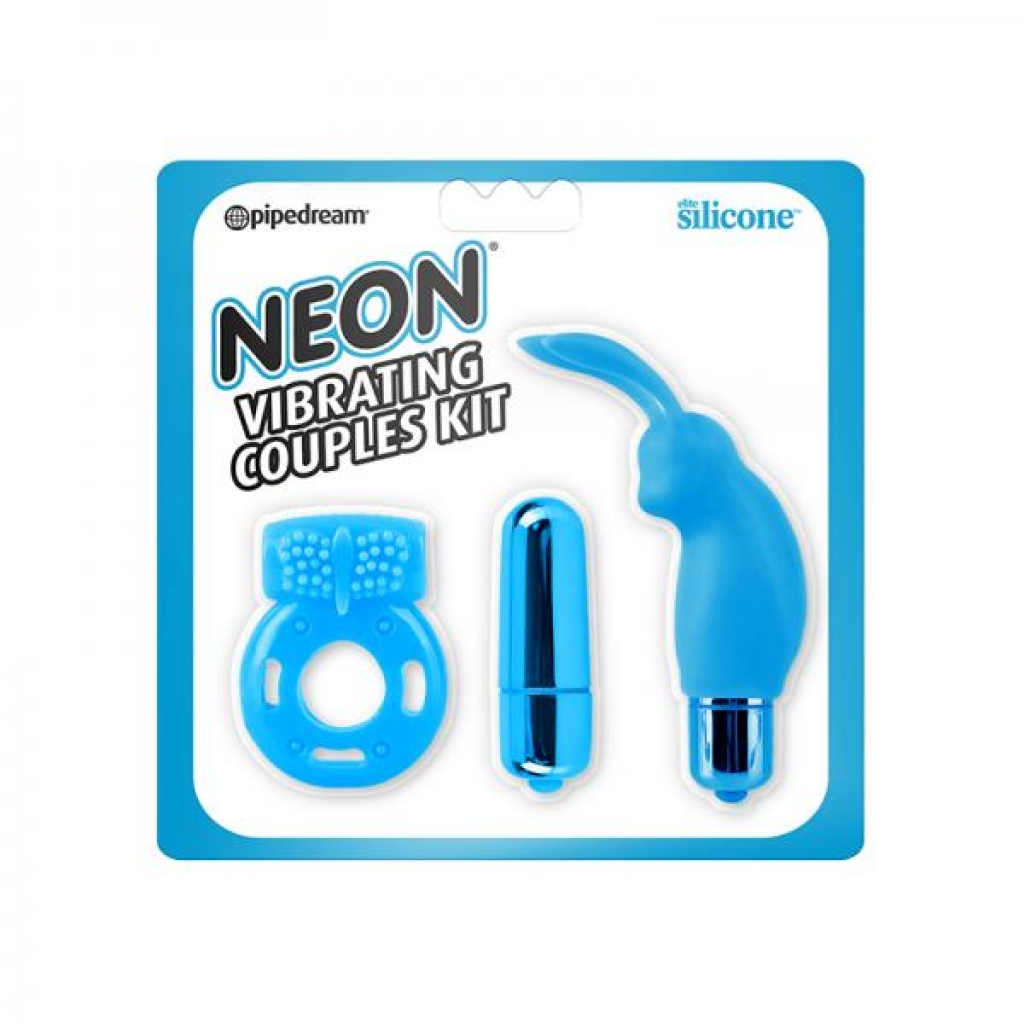 Neon Vibrating Couples Kit Blue - Kits & Sleeves