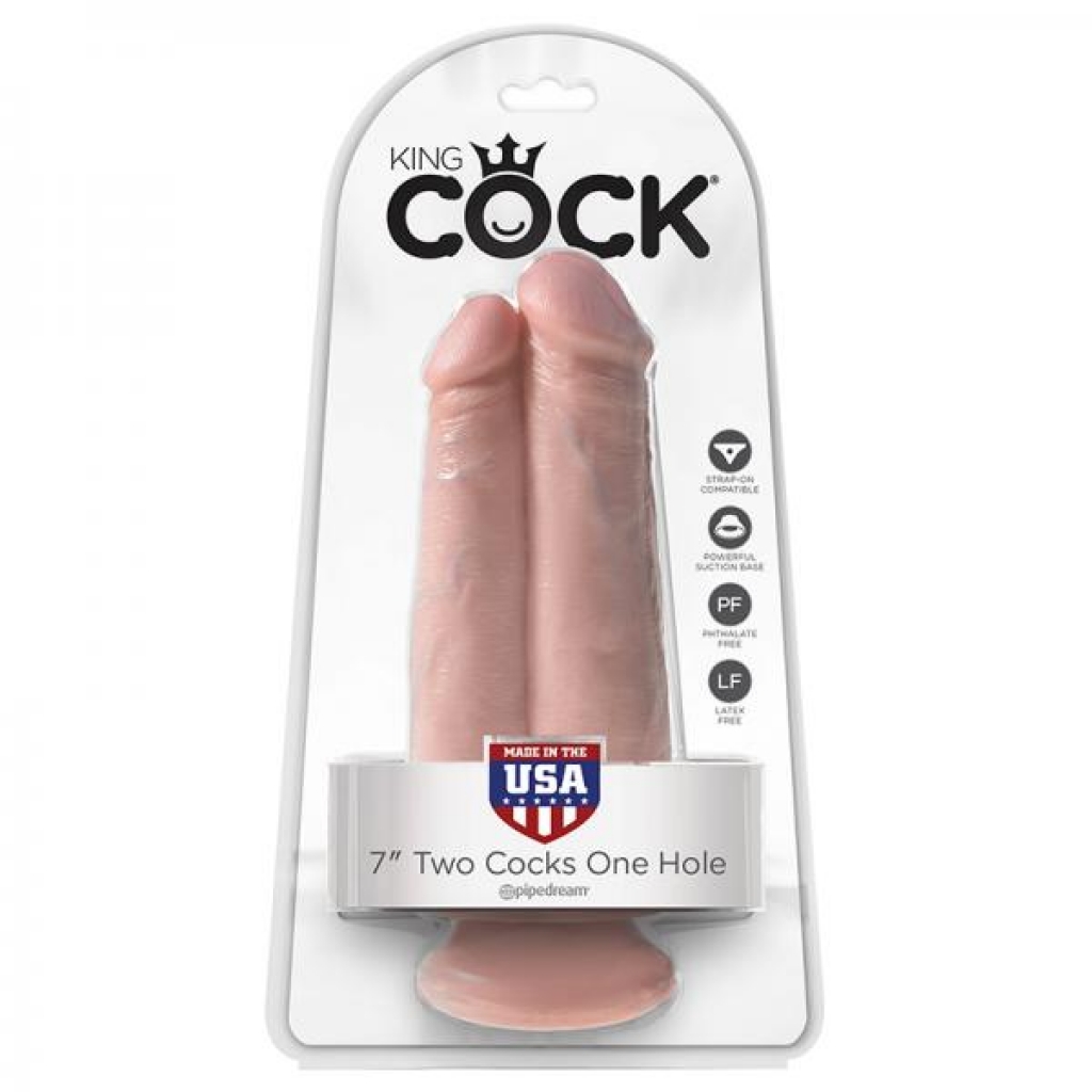 King Cock 7in Two Cocks One Hole Flesh - Double Dildos