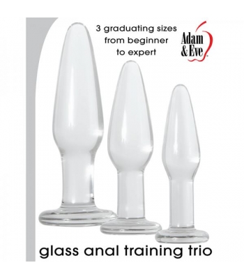 Adam & Eve Glass Anal Training Trio Clear - Anal Trainer Kits