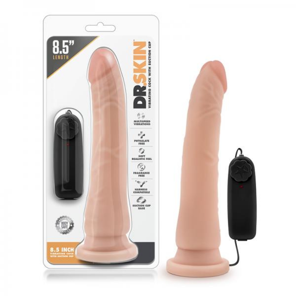 Dr. Skin - 8.5 Inch Vibrating Realistic Cock With Suction Cup - Vanilla - Realistic
