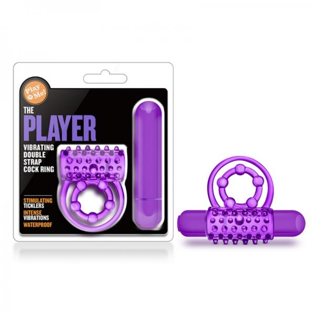 Play With Me - The Player - Vibrating Double Strap Cockring - Purple - Couples Vibrating Penis Rings