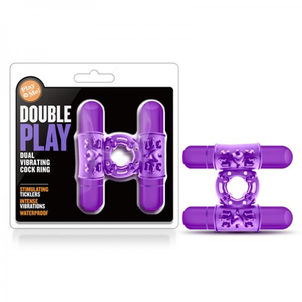 Play With Me - Double Play - Dual Vibrating Cockring - Purple - Couples Vibrating Penis Rings