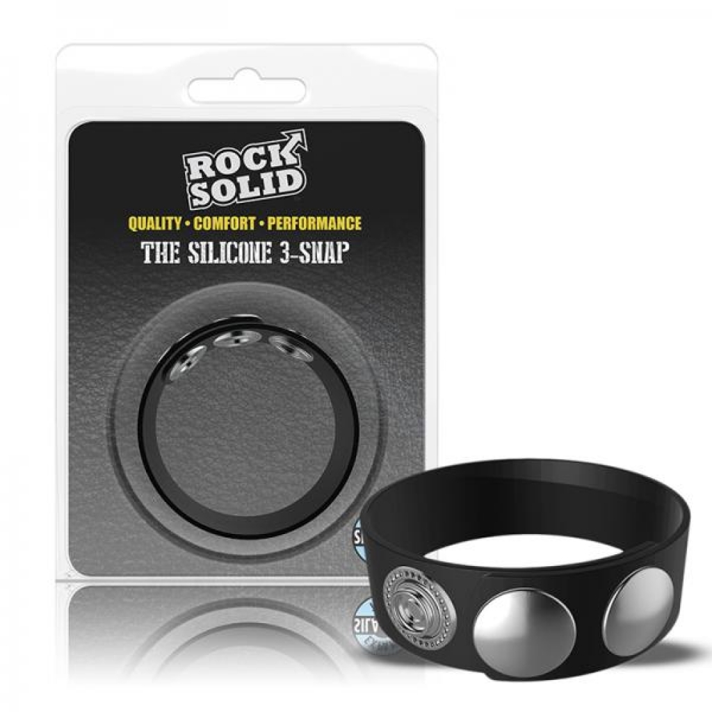 Rock Solid Silaflex 3-snap (adjustable) Black - Adjustable & Versatile Penis Rings