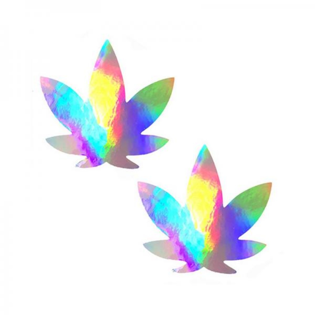 Neva Nude Pasty Weed Leaf Holographic - Pasties, Tattoos & Accessories