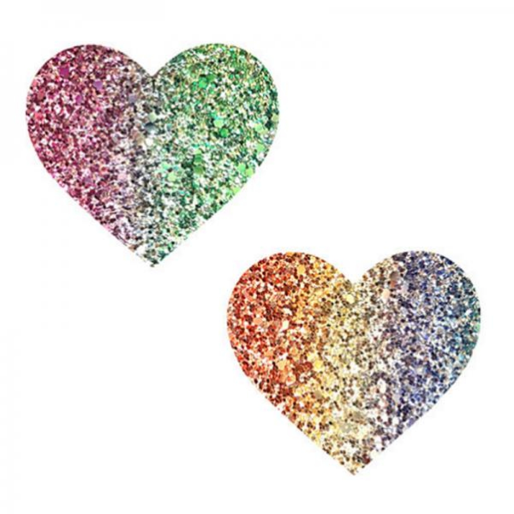 Neva Nude Pasty Heart Glitter Multicolor - Pasties, Tattoos & Accessories