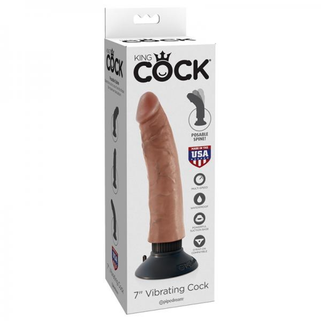 King Cock 7in Vibrating Cock Tan - Realistic