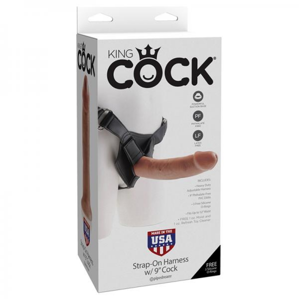 King Cock Strap-on Harness W/ 9in Cock Tan - Harness & Dong Sets