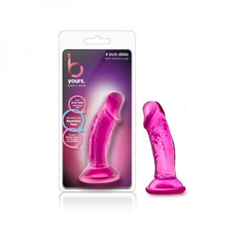 B Yours - Sweet N' Small 4in Dildo w/ Suction Cup - Pink - Realistic Dildos & Dongs