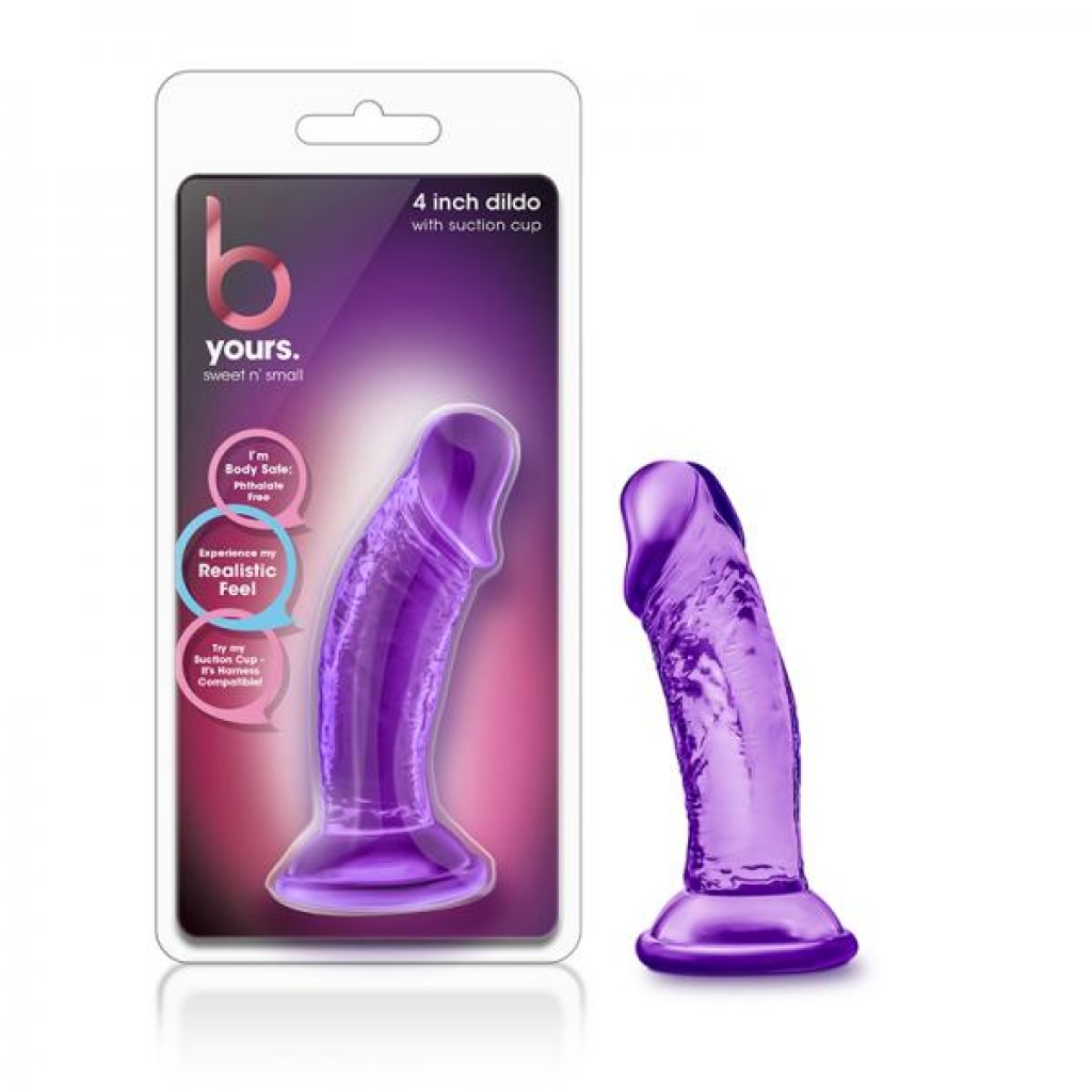 B Yours - Sweet N' Small 4in Dildo With Suction Cup - Purple - Realistic Dildos & Dongs