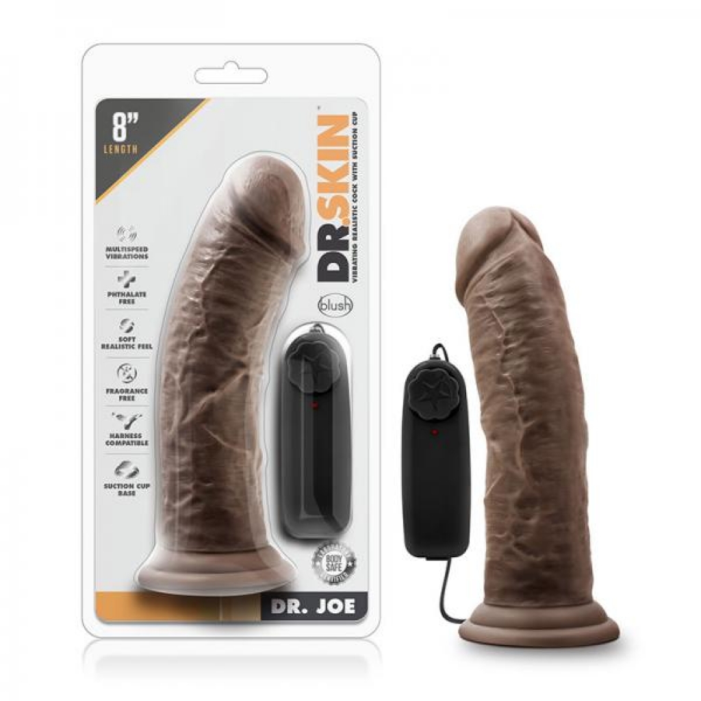 Dr. Skin - Dr. Joe - 8in Vibrating Cock With Suction Cup - Chocolate - Realistic